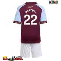 Camisa de Futebol Aston Villa Ian Maatsen #22 Equipamento Principal Infantil 2025-26 Manga Curta (+ Calças curtas)